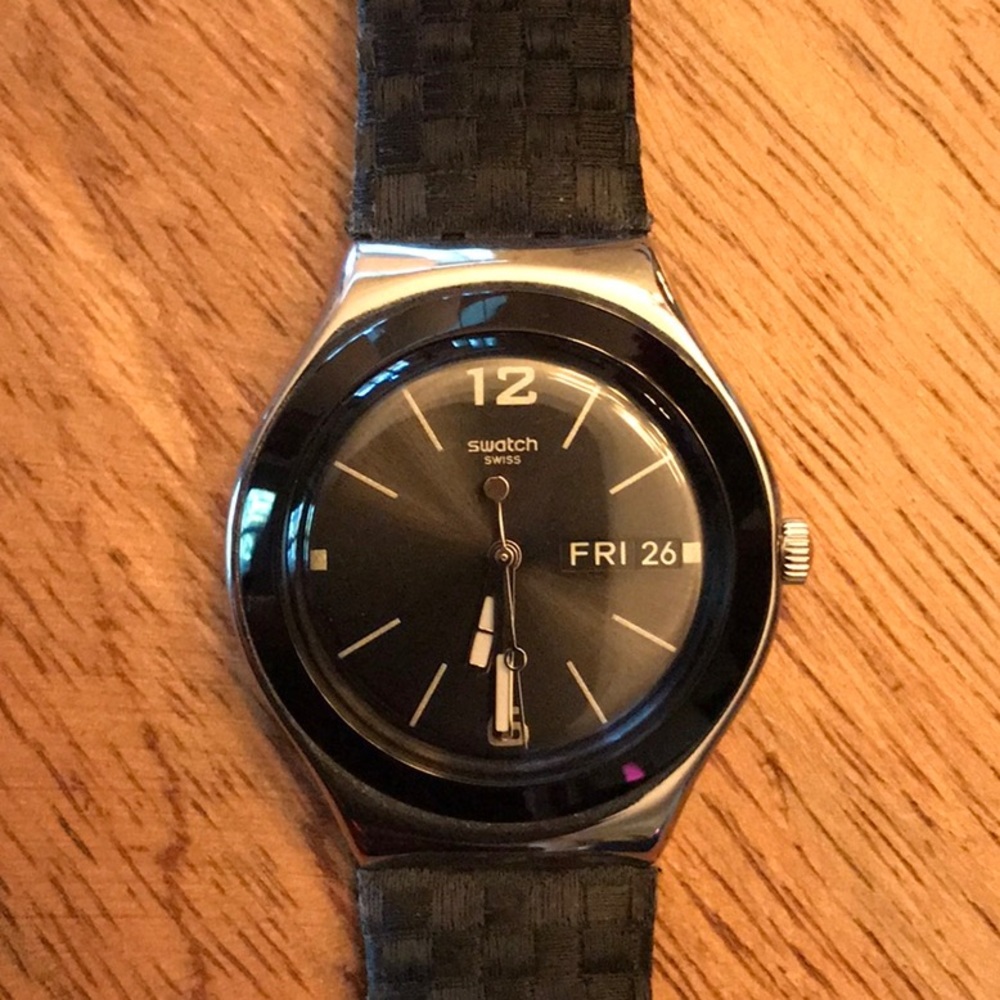 Swatch Irony with textured leather band